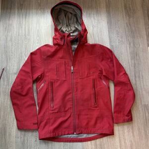 GoLite Men's Red Softshell Hooded Jacket Size S Waterproof Hiking Outdoor